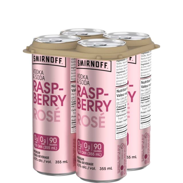 Smirnoff Vodka & Soda Raspberry Rose 4 Pack Cans