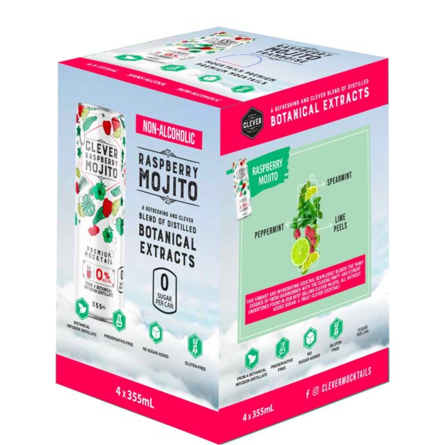 Clever Raspberry Mojito Non-Alc 4 Pack Cans
