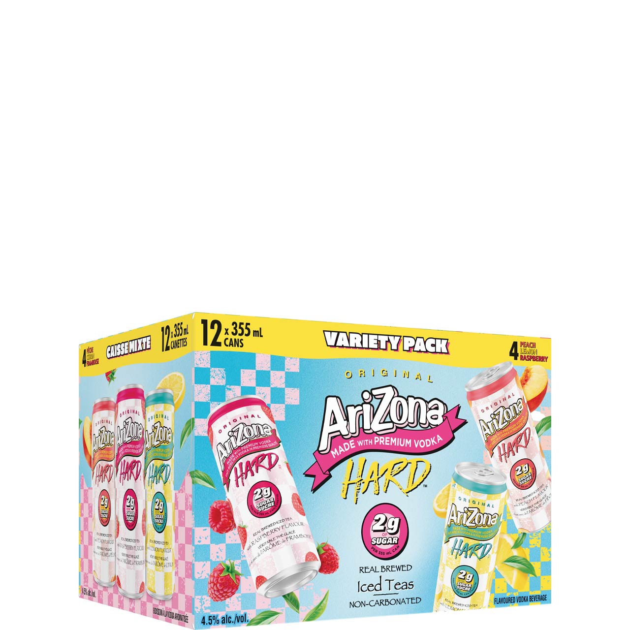 Arizona 2g Sugar Hard Iced Tea Variety 12 Pack Can